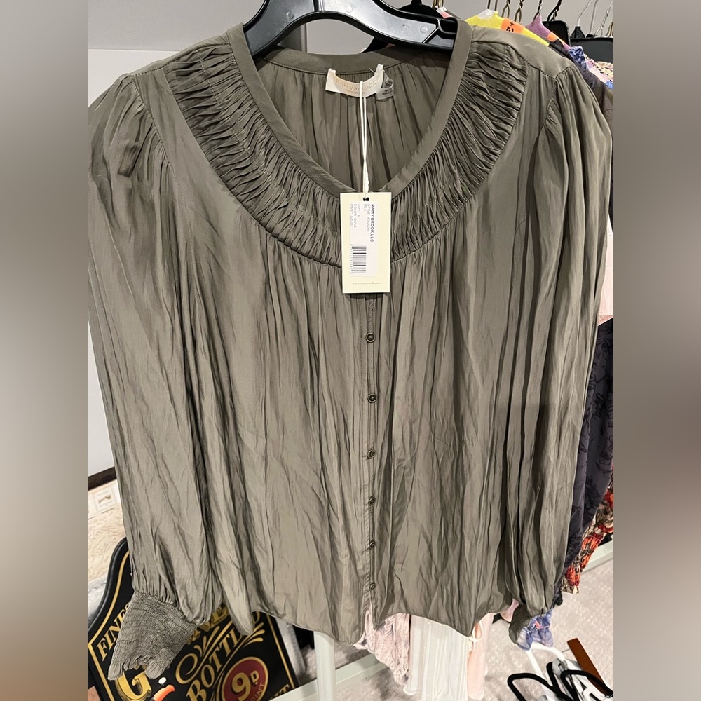 Ramy brook silk olive blouse